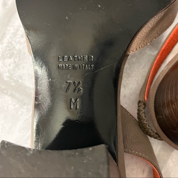 Yves Saint Laurent Vintage Tan Canvas Heel Slingback Square toed size 7.5 - Picture 12 of 14